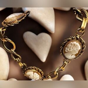 Elegant Gold Cameo Bracelet